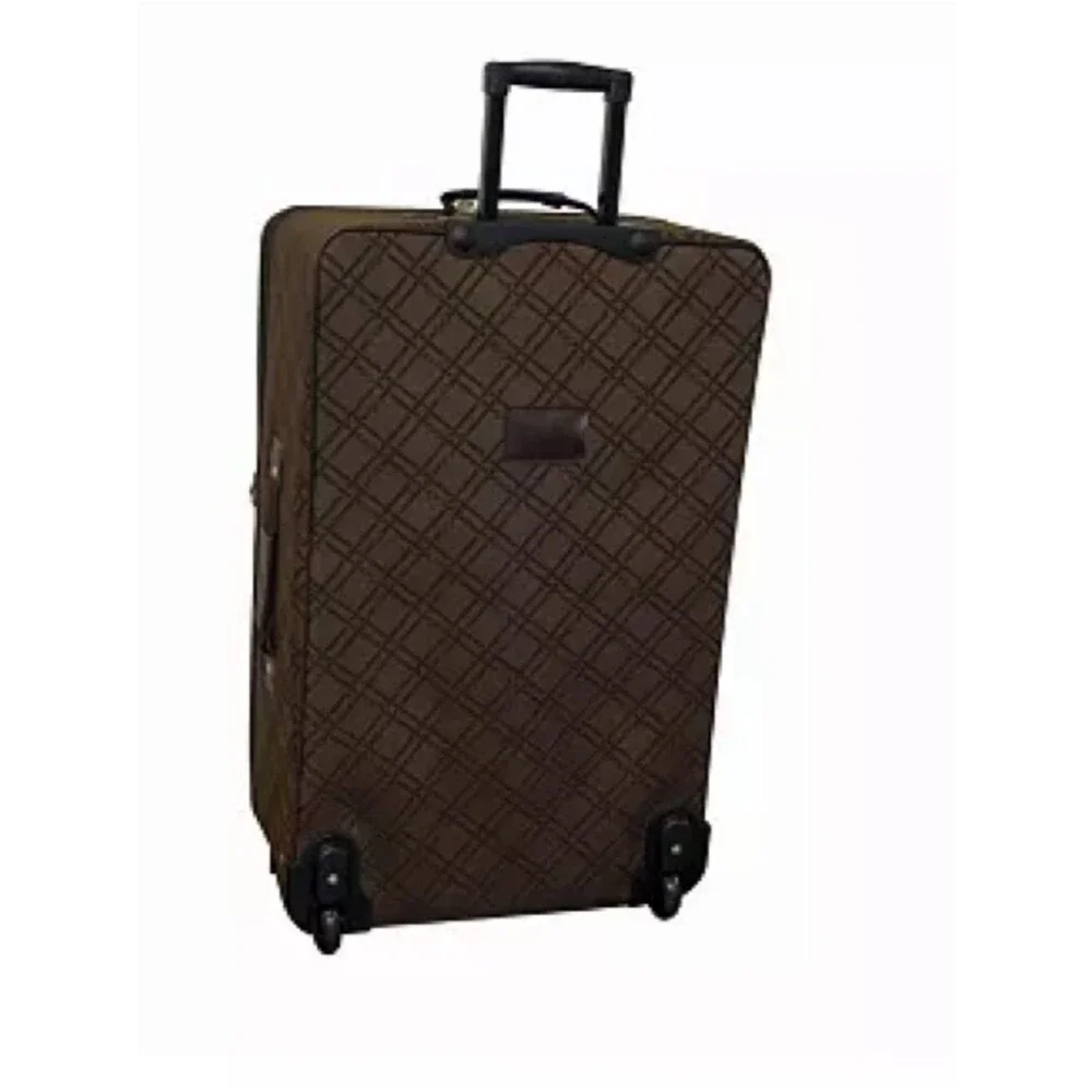 Epic Large Check-in Spinner Classic Quilted Brown Rolling Upright Suitcase